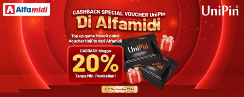 CASHBACK SPECIAL hingga 20% UniPin Credits! - Beli Voucher UniPin di Alfamidi untuk Top Up Game Favorit Kalian